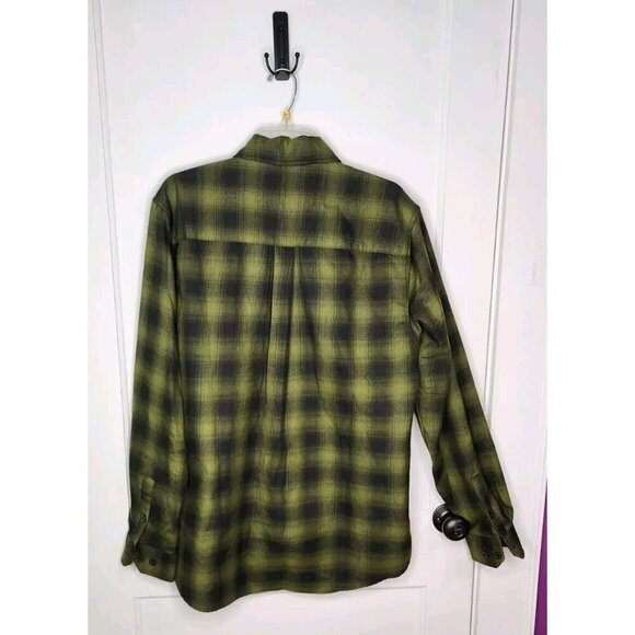 Dixxon Flannel Lone Wolf Shirt Mens Large Green Plaid Long Sleeve Snap Button Up - Picture 2 of 6